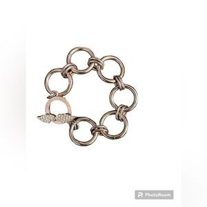 Victoria's Secret Rose Gold-Tone Rhinestone Fashion Round Link Chain Bracelet 8"